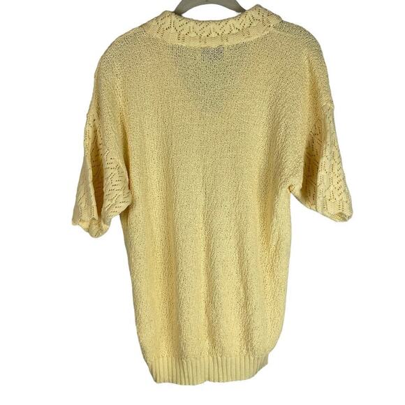 Vintage Carly Blake yellow short sleeve lightweight sweater oversized collar - Picture 4 of 5